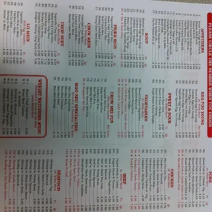menu