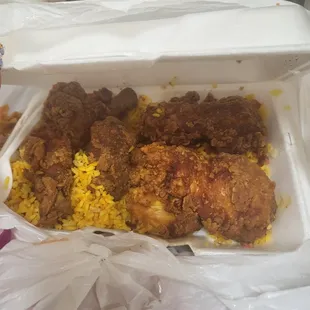 Chicken wings and fried rice