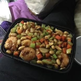 Kung Pao Chicken Combo Platter. Overflowing. I've already had a few bites.