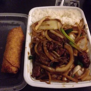 Mongolian beef combo. So cheap.