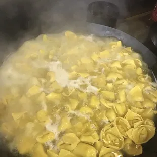 Boiling wonton soup