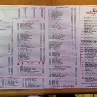 menu