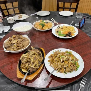 a table full of asian food