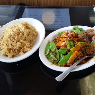 two plates of food on a table