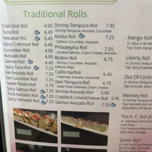 Menu - Traditional Sushi Rolls