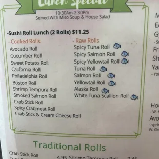 Menu - Sushi Lunch Special