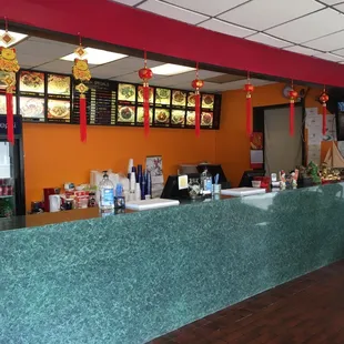 the front counter of a chinese restaurant
