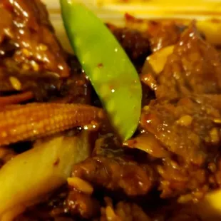Up close with the Mandarin Beef, that's super tender Beef  people.