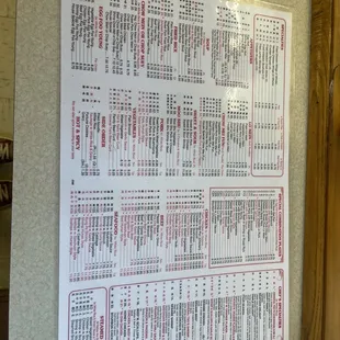 a menu for a chinese restaurant