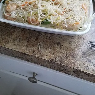 Shrimp pancit stuffed to the brim!