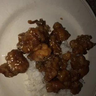 Sesame Chicken with white rice.