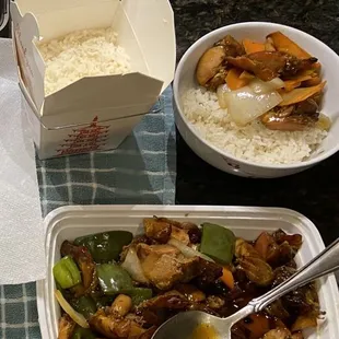 a variety of food items on a table