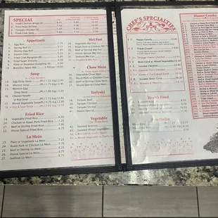 a menu on a table in a restaurant