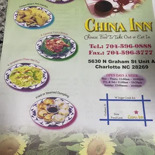 the menu for the restaurant
