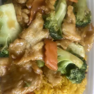 Chicken &amp; broccoli plus pork fried rice