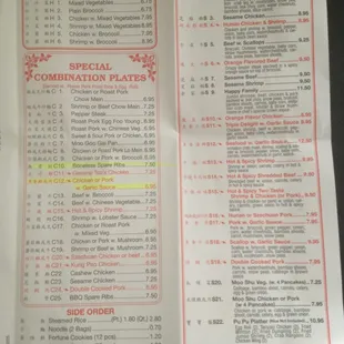 2nd half of Menu