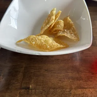 They offered very salty wontons but no dipping sauce