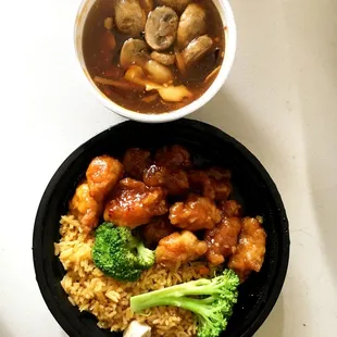 General Tso&apos;s chicken with hot and sour soup