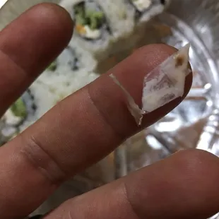 Plastic in sushi