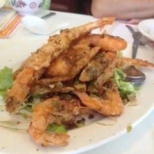 Salt and Pepper Shrimp with jalapenos and Sichuan peppercorns