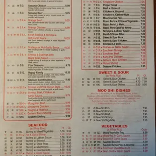 Menu as of Jan 1st, 2016. Page 2.