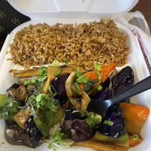 Spicy eggplant lunch special