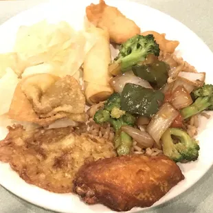 a plate of chinese food