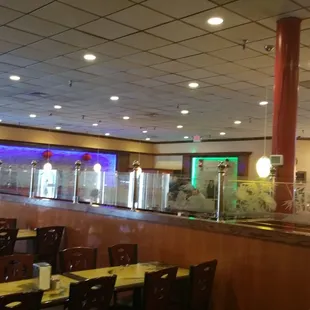 interior, sushi and sashimi