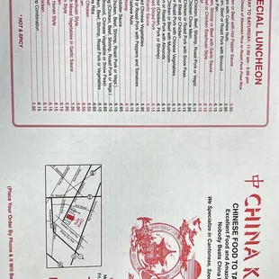 the menu for the restaurant