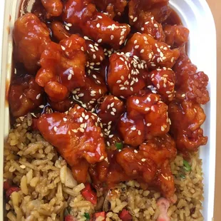 chicken and rice with strawberries