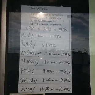 New Hours