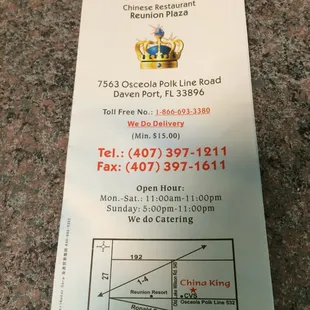 a ticket for the restaurant