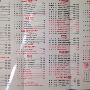 Menu as of June 2016
