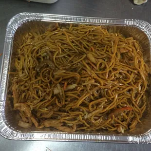 Chicken Lomein Party Tray. 1/2 Size Foil Steam Table Pan