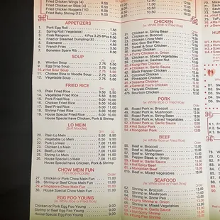 Inside of menu