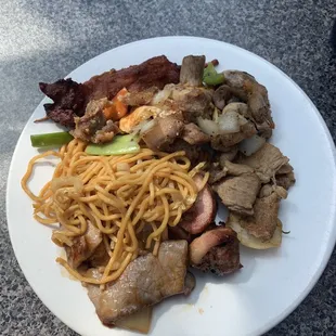 a plate of chinese food