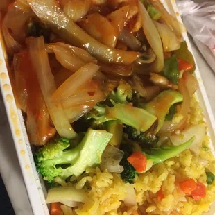 Szechuan Chicken with Vegetable Fried Rice