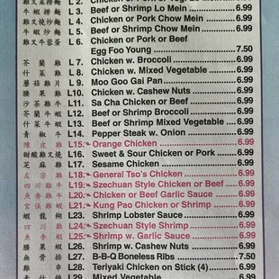 Menu - lunch special