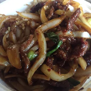 Mongolian beef lunch combo with brown rice