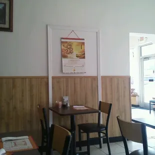 tables and chairs in a restaurant