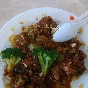 a plate of food with broccoli