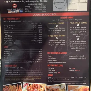 Cajun broil menu