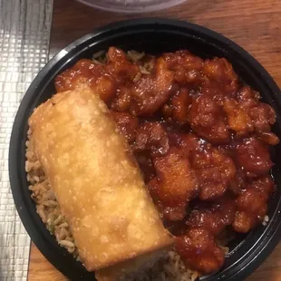 2. Pork Egg Roll and 69. General Tsos Chicken 24. Roast Pork Fried Rice