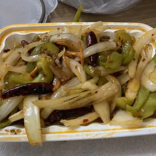 a plate of stir fried vegetables