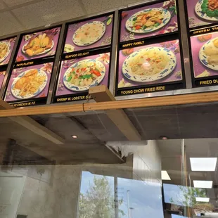menus on the wall of a restaurant