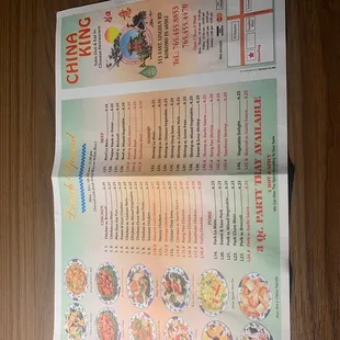 a menu for a chinese restaurant