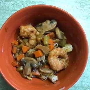 shrimp and vegetables in a bowl