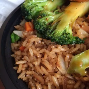 Fried rice and beef and broccoli