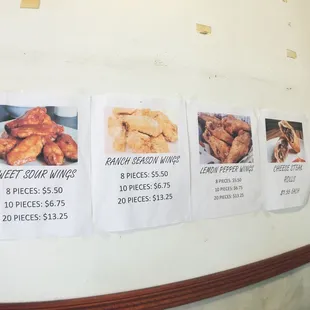 a variety of food items displayed on a wall