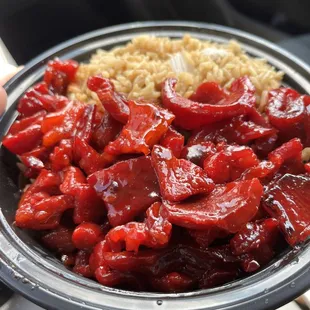 Lunch special- BBQ boneless spare rib with fried rice.